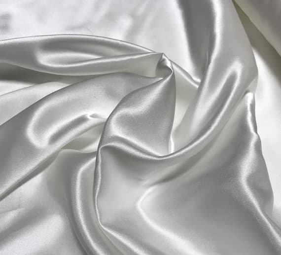 white satin fabric - White - Silk/Cotton Satin Fabric