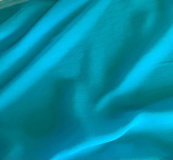 turquoise chiffon fabric - Turquoise Blue - Crinkle Silk Chiffon Fabric