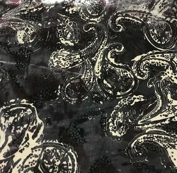 gray velvet fabric - Gray & Purple Paisley - Burnout Silk Velvet Fabric