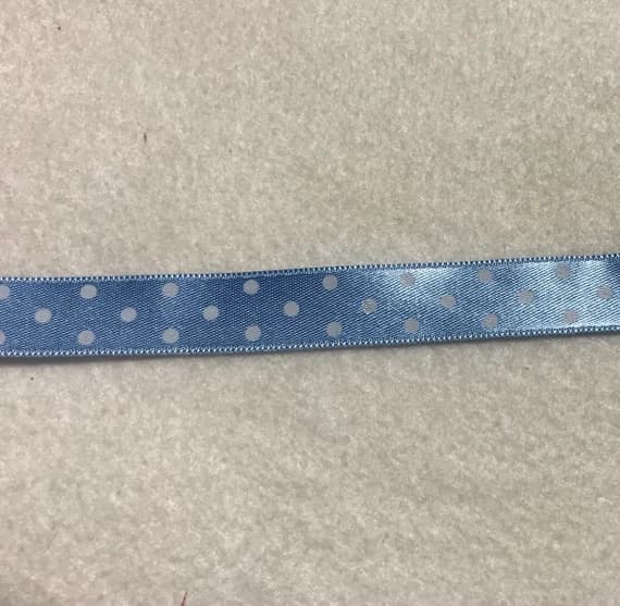 white none - Light Blue with White Polka Dots Double Sided Satin Ribbon Trim Made in France 9/16" wide
