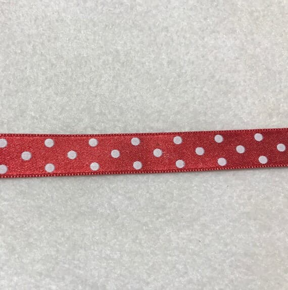 white none - Red with White Polka Dots Double Sided Satin Ribbon Trim Made in France 9/16" wide