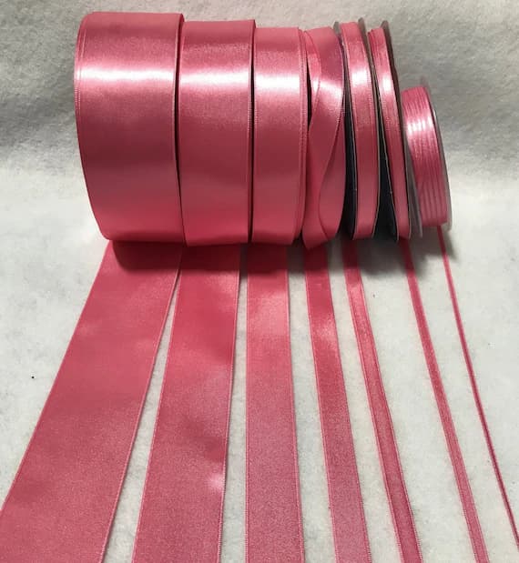 pink none - Bubblegum Pink Double Sided Satin Ribbon - Made in France (7 Widths to choose from)