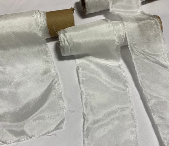 white none - White 100% Silk Habotai Ribbon ( 4 Widths to choose from)