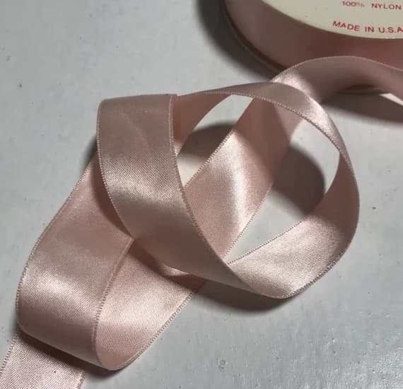 pink none - Pink 7/8" Vintage Grayblock Double Faced Satin Ribbon