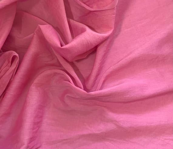 pink silk fabric - Hand Dyed Pomegranate Pink - Silk/Cotton Voile Fabric