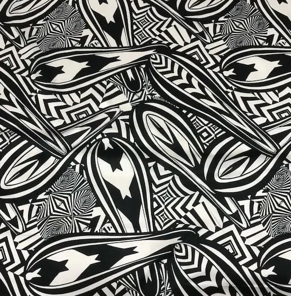 black charmeuse fabric - White with Black Geometric - Silk Charmeuse Fabric
