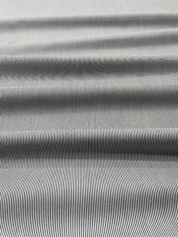 black cotton fabric - Black & White Stripe Russell Pincord Imperial Cotton - Spechler-Vogel Fabric