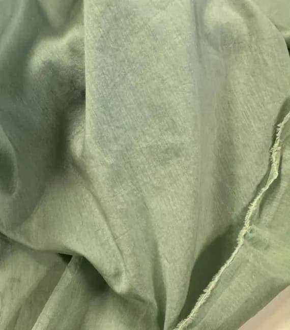 green silk fabric - Hand Dyed Moss Green - Silk/Cotton Voile Fabric