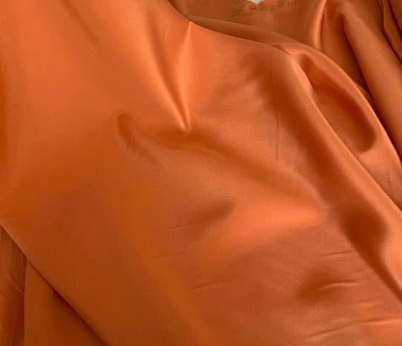 orange crepe fabric - Persimmon Orange - 16mm Silk Crepe de Chine Fabric