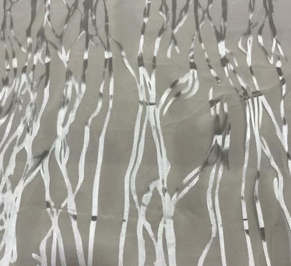 white charmeuse fabric - Burnout Devore Satin Fabric - White Twigs