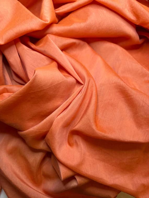 orange silk fabric - Hand Dyed Blood Orange - Silk/Cotton Voile Fabric