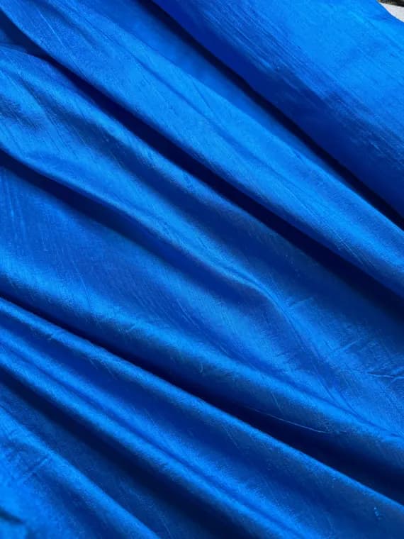 turquoise dupioni fabric - Cerulean Blue Turquoise - 100% Silk Dupioni Fabric