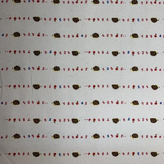 pink cotton fabric - Chibi Pri Hedgehog Pink - Kokka Japan Cotton Oxford Fabric