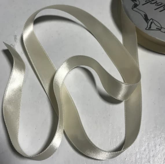 white none - Bridal White 5/8" Vintage Grayblock Double Faced Satin Ribbon