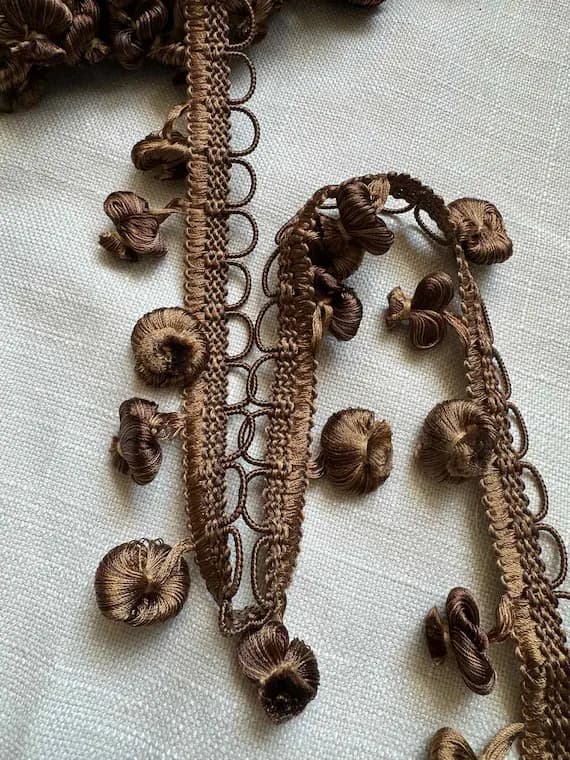 brown none - Vintage Golden Brown 2" Onion Ball Tassel Fringe -by the yard-
