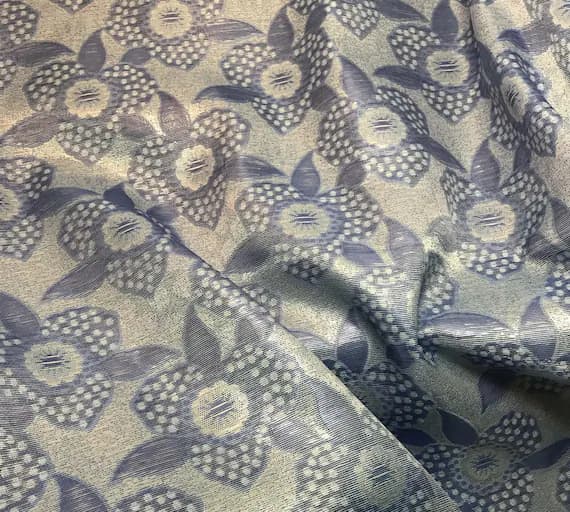 silver brocade fabric - Silver & Blue METALLIC Floral Jacquard Fabric