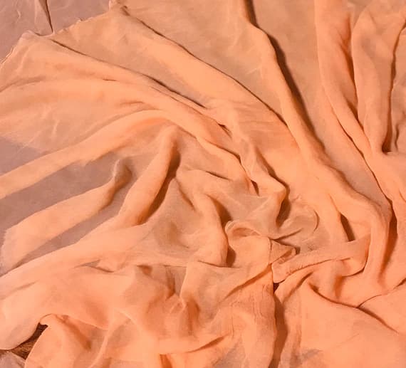 orange chiffon fabric - Hand Dyed PERSIMMON ORANGE - Silk Gauze Chiffon Fabric