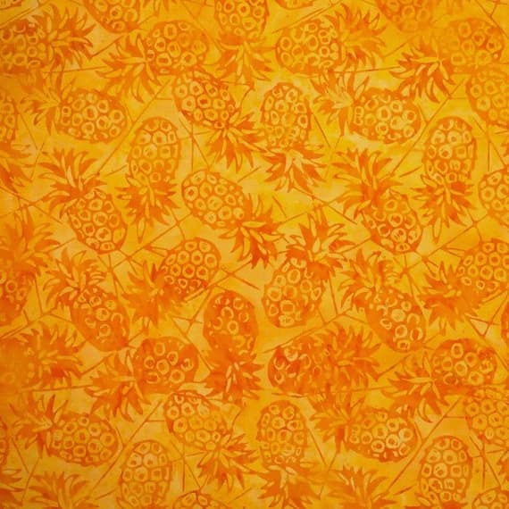 orange cotton fabric - Orange Flamme Pineapples - Cloudberry - Batik by Mirah Cotton Fabric