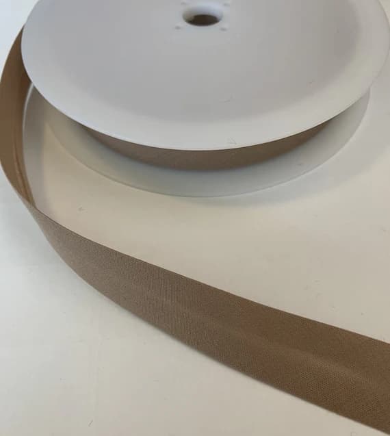brown none - Medium BROWN Poly Cotton Single Fold Bias Tape Made in France 3/4" (3 yards)