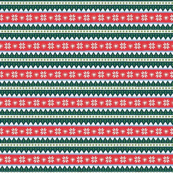 cotton fabric - Fairisle Stripe - Gnome Noel - Paintbrush Studio Cotton Fabrics