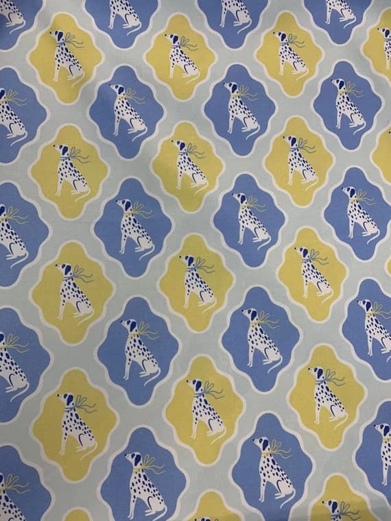 mint cotton fabric - Pampered Pets - Dalmatian Dogs Diamonds Blue & Mint - Paintbrush Studio Cotton Fabric