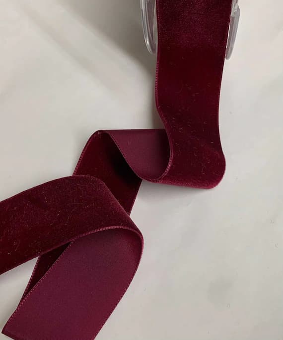 maroon none - MAROON RED French Velvet Ribbon (1 1/2" wide)