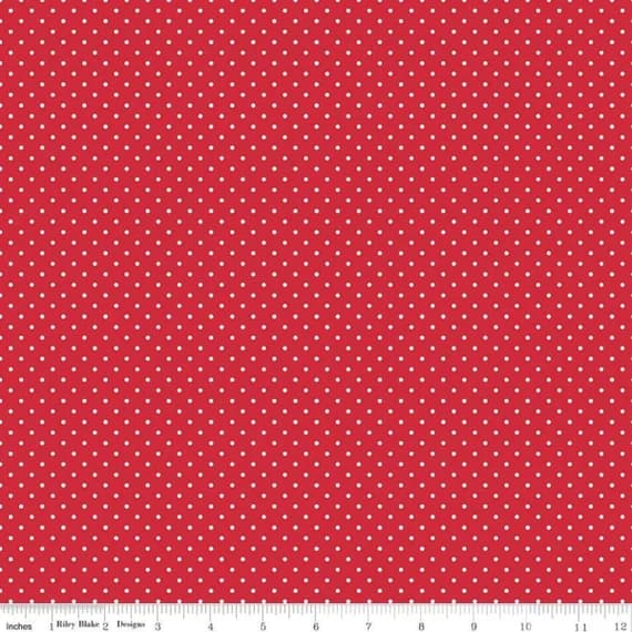 white cotton fabric - White Swiss Dot On Red - Riley Blake Cotton Fabric