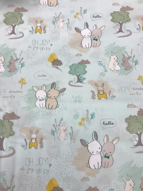 cotton fabric - Furry Tales Minty - Littlest - Art Gallery Premium Cotton Fabric