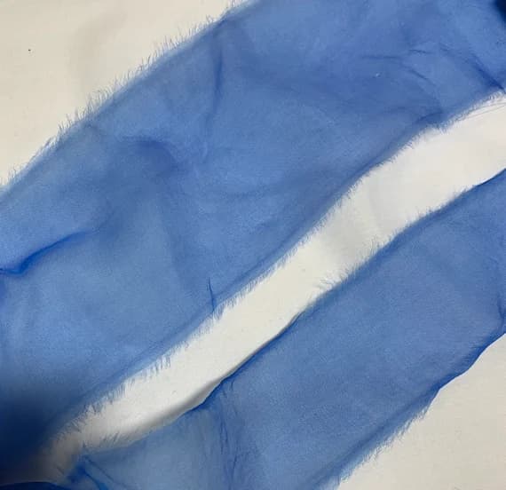 blue none - Cornflower Blue Hand Dyed 100% Silk Sheer Organza Ribbon ( 4 Widths to choose from)