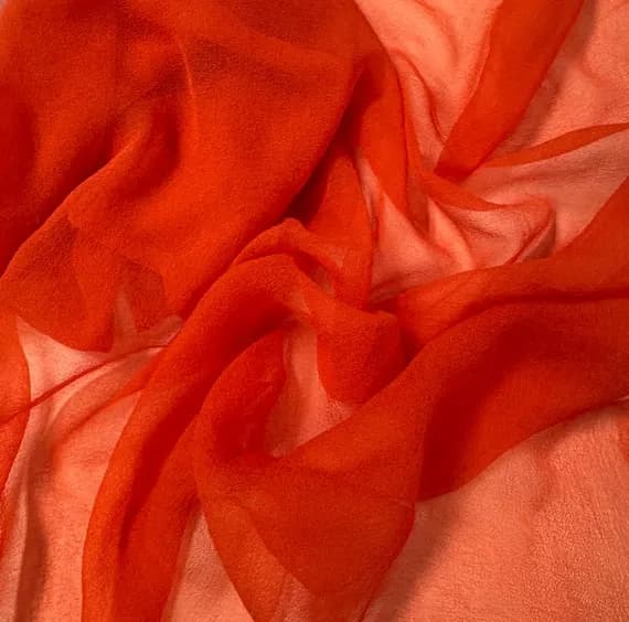 orange chiffon fabric - Hand Dyed BLOOD ORANGE - Silk Gauze Chiffon Fabric