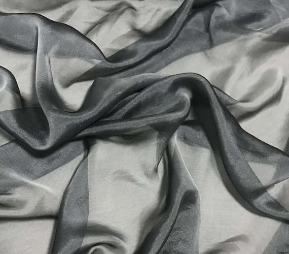 silver chiffon fabric - Silver - Iridescent Silk Chiffon Fabric