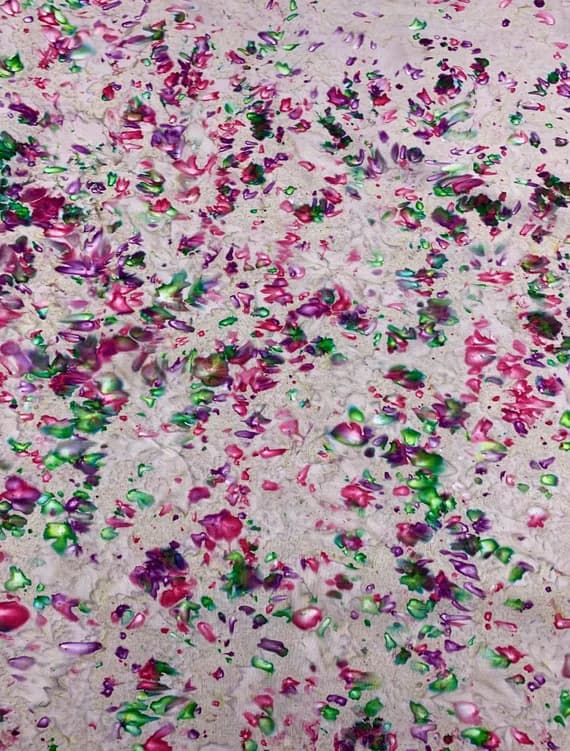 green cotton fabric - Pink Green Ink Blot - Color Me Banyan - Banyan Batiks Studio for Northcott Fabric