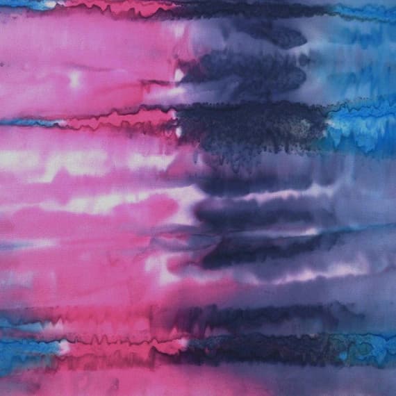 blue cotton fabric - Prickly Pear Pink & Blue Ombre - Rain Dance - Batik by Mirah Cotton Fabric