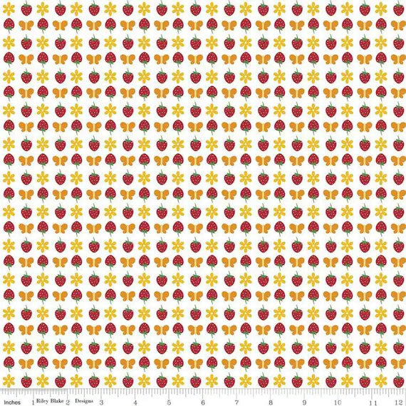 white cotton fabric - Gingham Girls Butterfly White - Riley Blake Cotton Fabric