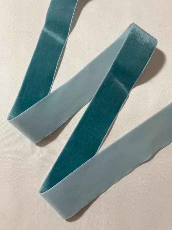 teal none - Dusty TEAL BLUE French Velvet Ribbon (1 1/2" wide)