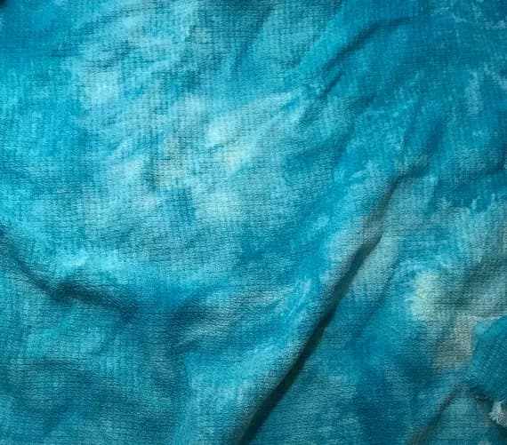 teal noil fabric - Teal Blue - Hand Dyed Raw Silk Noil Squares Weave Fabric - 45" wide