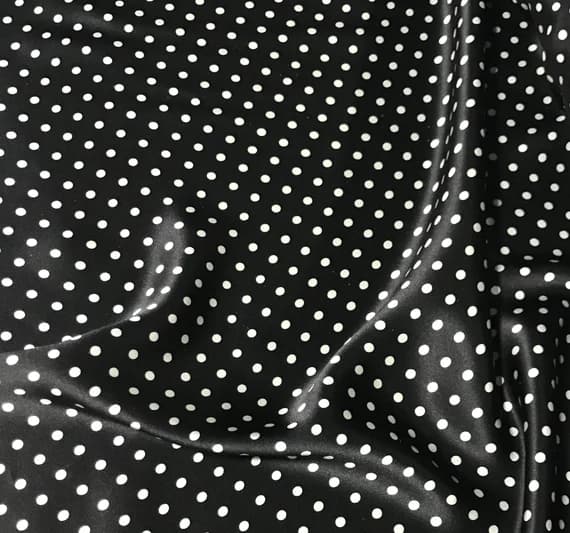 black charmeuse fabric - Black and White 3/16" Polka Dots - Silk Charmeuse