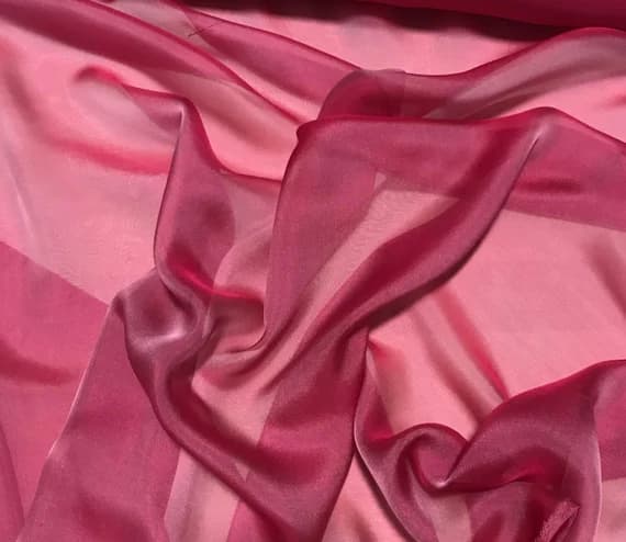 pink chiffon fabric - HOT PINK - Iridescent Silk Chiffon Fabric