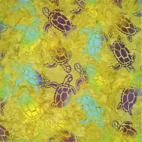 cotton fabric - Shade Lime Turtle Point - Batik by Mirah Cotton Fabric