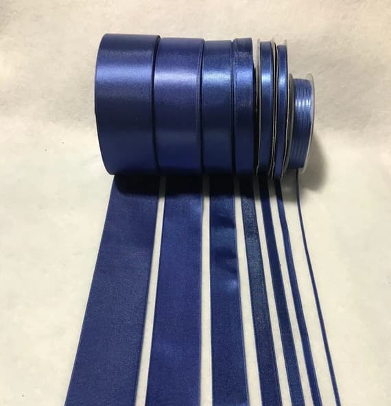 blue none - Dark Blue Double Sided Satin Ribbon - Made in France (7 Widths to choose from)