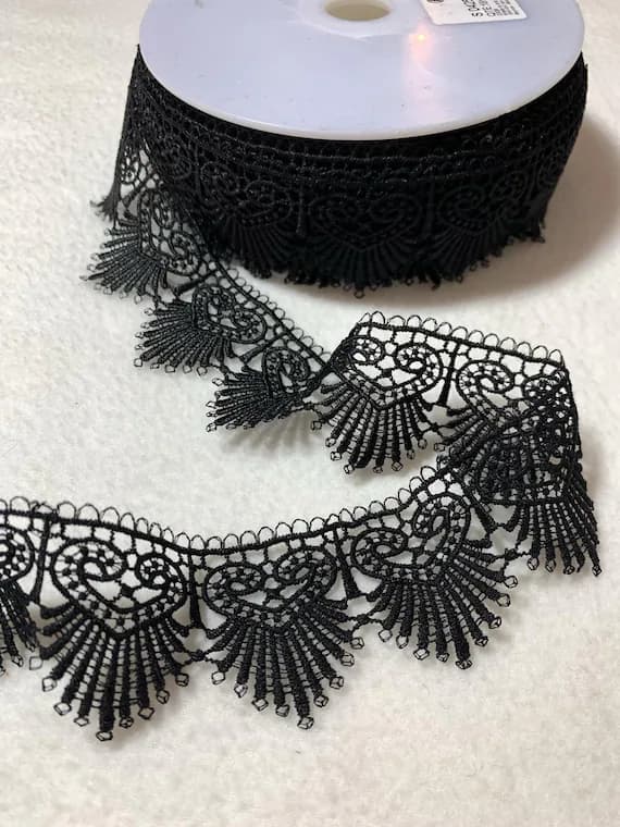 black lace - Black Hearts - Guipure Lace Trim (1-3/4" wide)