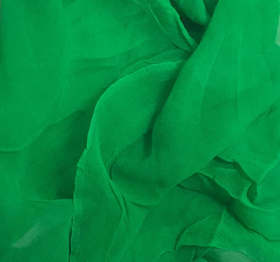kelly chiffon fabric - Hand Dyed Bright KELLY GREEN - Silk Gauze Chiffon Fabric