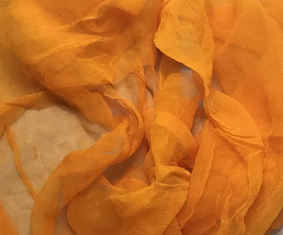 orange chiffon fabric - Hand Dyed POPPY ORANGE - Silk Gauze Chiffon Fabric