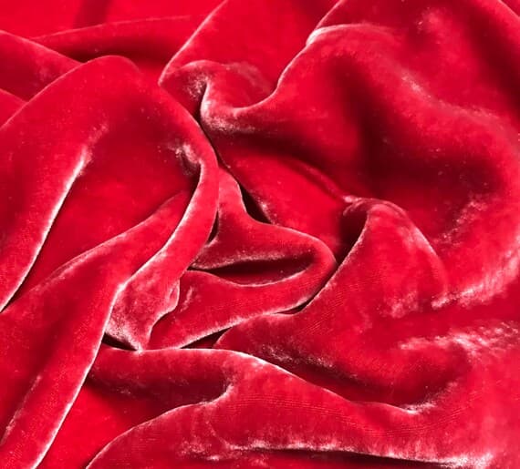 red velvet fabric - CHINESE RED Hand Dyed Silk Velvet Fabric