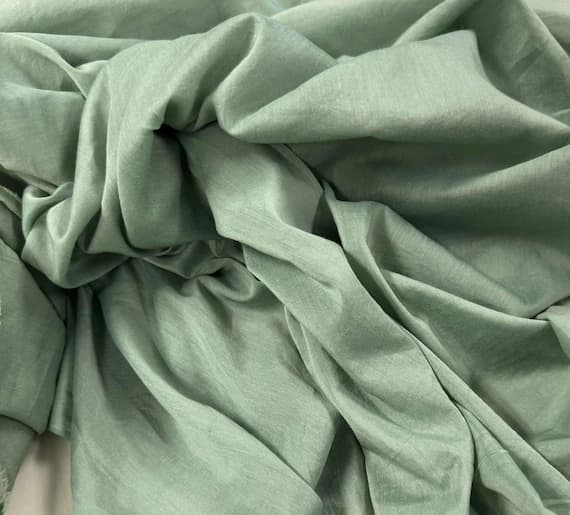 sage silk fabric - Hand Dyed Sage Green - Silk/Cotton Voile Fabric
