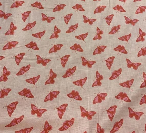 orange cotton fabric - Orange Butterflies - Glasshouse - by Emily Taylor for Figo 100% Cotton Fabric