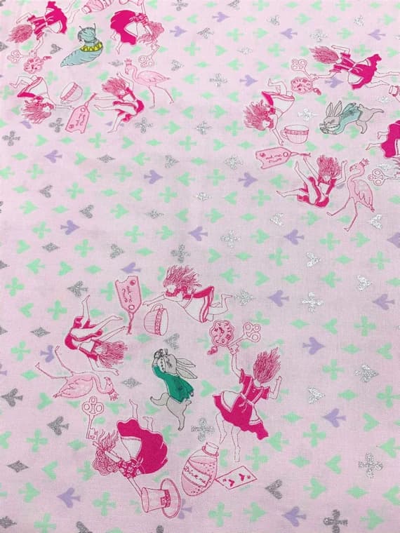 pink cotton fabric - Down the Rabbit Hole on Pink - Kokka Japan Cotton Fabric