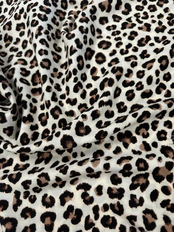fabric - Leopard or Cheetah Spots Animal Print - 100% Rayon Challis Fabric