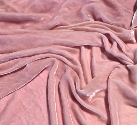 pink velvet fabric - LAMB'S EAR (Pale Pink) Hand Dyed Silk Velvet Fabric