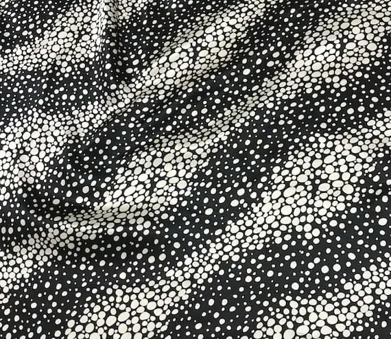 black charmeuse fabric - Black and White Bubble Dots - Silk Charmeuse